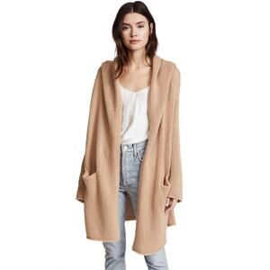 SABLYN Collette Camel Cashmere Hooded Open Cardigan Duster Sweater XS